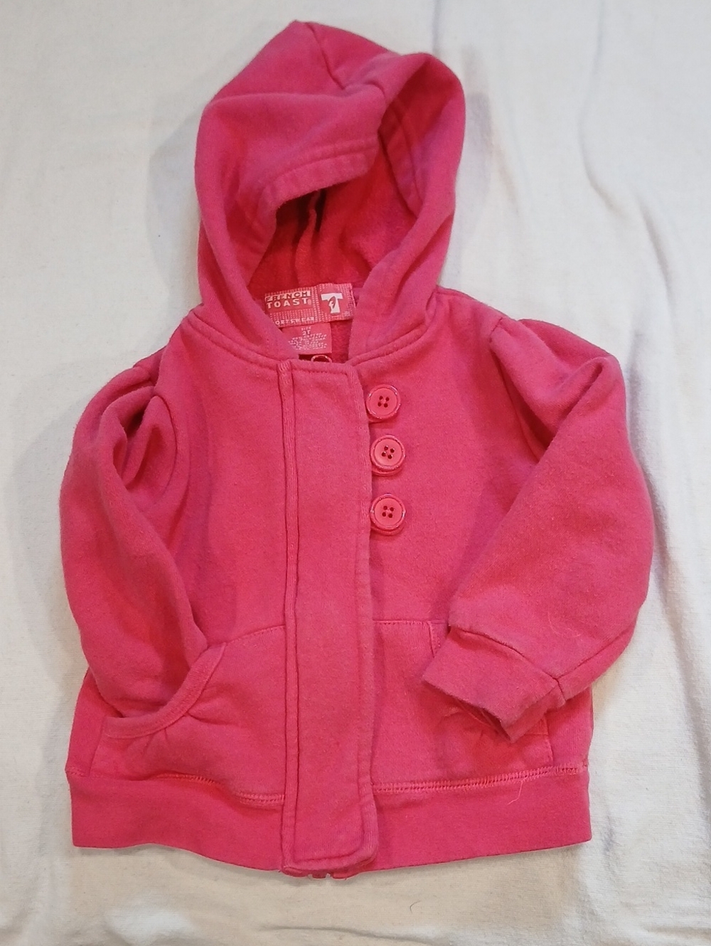 Girls' Hooded Pink Button-Front Sweatshirt